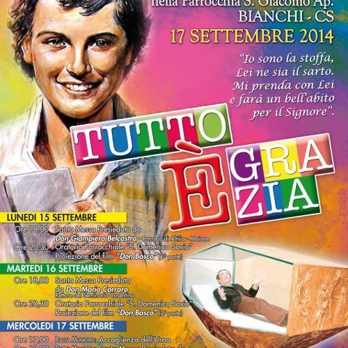 L'Urna con le reliquie di San Domenico Savio nella Parrocchia di San Giacomo Apostolo Bianchi il 17 settembre 2014